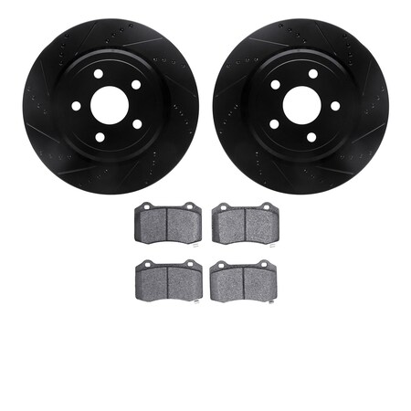 Dynamic Friction Co 8602-42005, Rotors-Drilled and Slotted-Black with 5000 Euro Ceramic Brake Pads, Zinc Coated 8602-42005